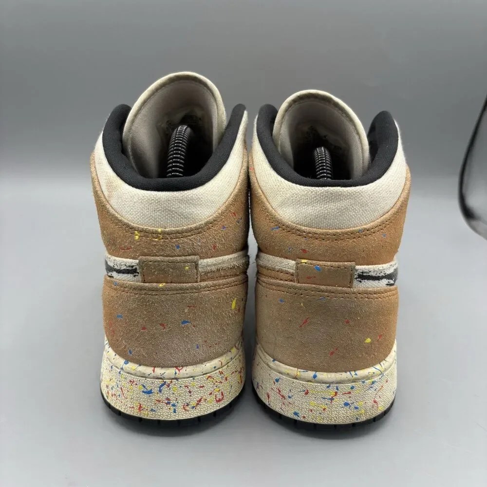 Jordan Air Jordan 1 High Top Paint Splatter Canvas Boys Sneakers US Size 6.5Y